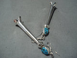 Dramatic Navajo Turquoise Sterling Silver Earrings Native American-Nativo Arts