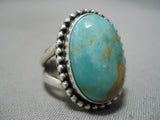 Superior Vintage Native American Navajo Domed Royston Turquoise Sterling Silver Ring-Nativo Arts