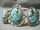 Opulent Vintage Native American Navajo Blue Diamond Turquoise Sterling Silver Bracelet Old-Nativo Arts