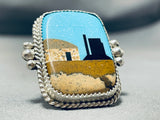 Top Five Inlayers Native American Navajo Turquoise Sterling Silver Monument Valley Ring-Nativo Arts