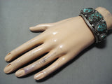 Heavy Vintage Native American Navajo Bisbee Turquoise Sterling Silver Bracelet Old Cuff-Nativo Arts