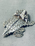 Ben Benally Native American Navajo Sterling Silver Toad Pin Pendant-Nativo Arts