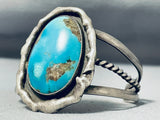 Slag Of Silver Vintage Native American Navajo Blue Gem Turquoise Sterling Silver Bracelet Old-Nativo Arts
