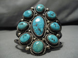Rare Vintage Navajo Blue Gem Turquoise Sterling Silver Native American Bracelet-Nativo Arts