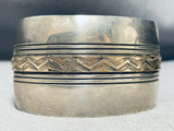 Henrietta Yesele Vintage Native American Navajo Wide Sterling Silver Gold Bracelet-Nativo Arts