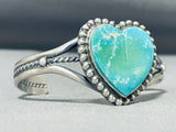 Exquisite Native American Navajo Turquoise Sterling Silver Heart Bracelet-Nativo Arts