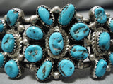 Stunning Vintage Native American Navajo Turquoise Cluster Sterling Silver Bracelet Cuff-Nativo Arts