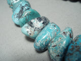 Native American Heavy Nugget 292 Gram Chunk Turquoise Sterling Silver Tubule Necklace-Nativo Arts