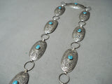 Spectacular Vintage Native American Navajo Old Kingman Turquoise Sterling Silver Concho Belt-Nativo Arts