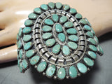 Striking Zuni Native American Royston Turquoise Cluster Sterling Silver Bracelet-Nativo Arts