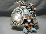 Big And Crazy Native American Navajo Turquoise Sterling Silver Kachina Bracelet-Nativo Arts