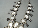 Women's Vintage Native American Navajo Sterling Silver Pearl Squash Blossom Necklace Old-Nativo Arts