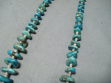 Striking Vintage Native American Navajo Kingman Royston Turquoise Heishi Necklace-Nativo Arts