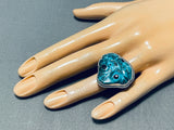 Important Hand Carved Toad Vintage Native American Navajo Sterling Silver Ring-Nativo Arts