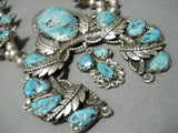Museum Vintage Native American Navajo Turquoise Sterling Silver Squash Blossom Necklace Old-Nativo Arts