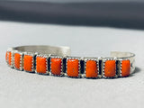 Very Rare Squared Coral Native American Navajo Sterling Silver Bracelet Cuff-Nativo Arts