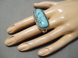 Huge Vintage Native American Navajo 2 Finger Blue Diamond Turquoise Sterling Silver Ring-Nativo Arts