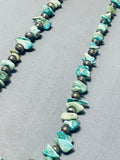 Native American Rare Vintage Hand Hammered Sterling Silver Bead Royston Turquoise Necklace-Nativo Arts