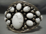 One Of The Best Vintage Native American Navajo White Buffalo Turquoise Sterling Silver Bracelet-Nativo Arts