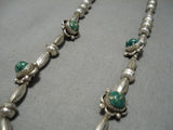 Quality Vintage Native American Navajo Cerrillos Turquoise Sterling Silver Necklace Old-Nativo Arts