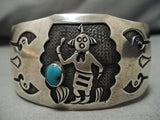 Superior Vintage Hopi Native American Navajo Mudhead Sterling Silver Persin Turquoise Bracelet-Nativo Arts