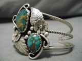 Striking Vintage Native American Navajo Royston Turquoise Sterling Silver Bracelet Old-Nativo Arts