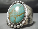 Huge Vintage Native American Navajo Royston Turquoise Big Flank Sterling Silver Bracelet-Nativo Arts