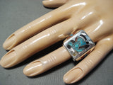 Noteworthy Vintage Zuni Turquoise Sterling Silver Ring Native American Old-Nativo Arts