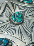 Peters Family Vintage Native American Navajo Turquoise Sterling Silver Buckle Old-Nativo Arts