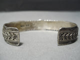 Detailed!! Vintage Native American Navajo Blue Turquoise Sterling Silver Wave Bracelet Old-Nativo Arts
