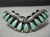 Waving Tears Of Turquoise Green Sterling Silver Native American Navajo Bracelet Old-Nativo Arts