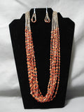 Native American Important Jose Coriz Santo Domingo Coral Sterling Silver Necklace-Nativo Arts