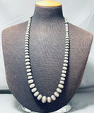 One Of The Best Longer Vintage Native American Navajo Sterling Silver Necklace-Nativo Arts
