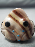 Whimsical Navajo Shell Sterling Silver Frog Ring Native American-Nativo Arts