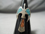 Eye-catching Vintage Native American Navajo Turquoise Sterling Silver Ring Old-Nativo Arts