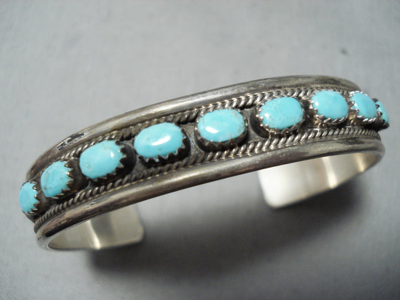 Fabulous Vintage Navajo Turquoise Sterling Silver Bracelet Native American-Nativo Arts