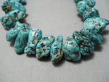 Chunky Huge Vintage Native American Navajo Spiderweb Turquoise Nuggets Necklace Old-Nativo Arts