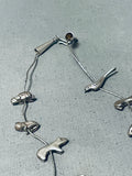 Heavy 104 Gram Vintage Native American Navajo All Sterling Silver Animal Bird Fetish Necklace-Nativo Arts