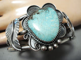 Rare Blue Diamond Turquoise Vintage Native American Navajo Sterling Silver Bracelet-Nativo Arts
