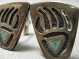 Rare Very Old Vintage Native American Navajo Men's Turquoise Sterling Silver Cufflinks-Nativo Arts