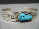 Important Vintage Native American Navajo Verdy Jake Turquoise Sterling Silver Bracelet-Nativo Arts