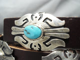 Authentic Vintage Native American Navajo Thomas Singer Turquoise Sterling Silver Concho Belt-Nativo Arts