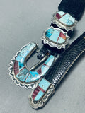 Native American Gilbert Tom Snake Skin Leather Sterling Silver Inlay Ranger Belt-Nativo Arts