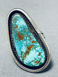 Rare Turquoise Vintage Native American Navajo Sterling Silver Spiderweb Ring Old-Nativo Arts
