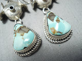 Exceptional Native American Navajo Pilot Mountain Turquoise Sterling Silver Earrings-Nativo Arts