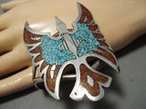 Exceptional Vintage Native American Navajo Inlay Turquoise Sterling Silver Native Old Bracelet-Nativo Arts
