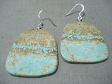 Superb Santo Domingo Native American Royston Turquoise Sterling Silver Earrings-Nativo Arts