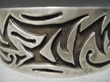 Incredibly Hand Carved Vintage Navajo Sterling Silver Native American Bracelet-Nativo Arts