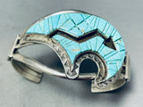 Signed Vintage Native American Navajo Turquoise Brownbear Sterling Silver Bracelet-Nativo Arts