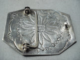 Native American One Of The Most Intricate Ever Southwest Turquoise Sterling Silver Buckle-Nativo Arts